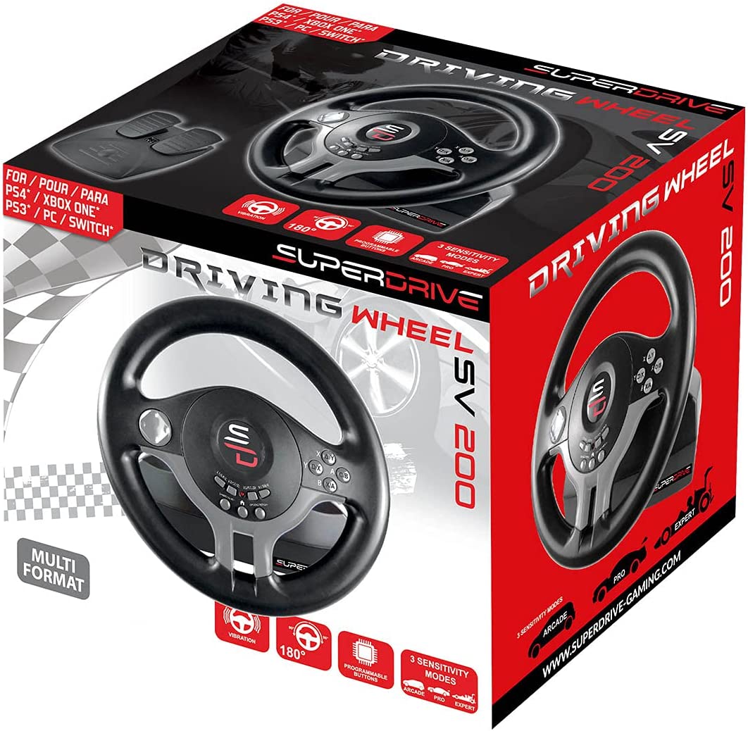 Superdrive - Racing Steering Wheel Driving Wheel SV200 with pedals and shift paddles for Nintendo Switch - PS4 - Xbox One - PC