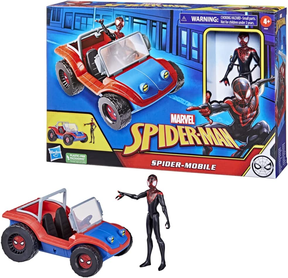 Hasbro Marvel Spider-Man Spider-Mobile Fahrzeug im 15-cm-Maßstab und Miles Morales Act
