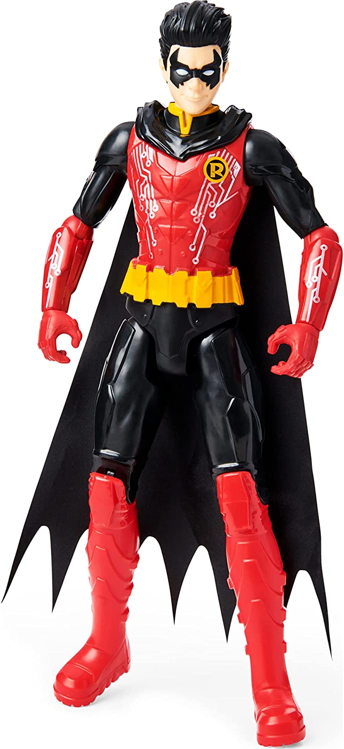 DC Comics Batman 12-Zoll-Robin-Actionfigur (roter/schwarzer Anzug), Kinderspielzeug für Jungen