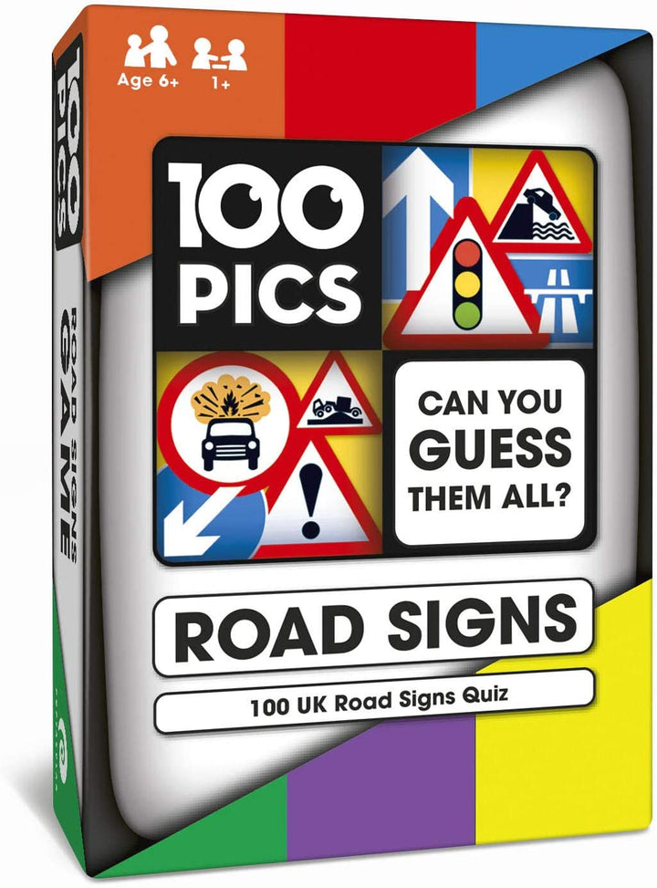 100 PICS Verkehrszeichen-Reisespiel – Verkehrszeichen-Lernkarten, hilft beim Erlernen der DVLA-Strassenverkehrsordnung-Theorie, Fahrprüfung Großbritannien