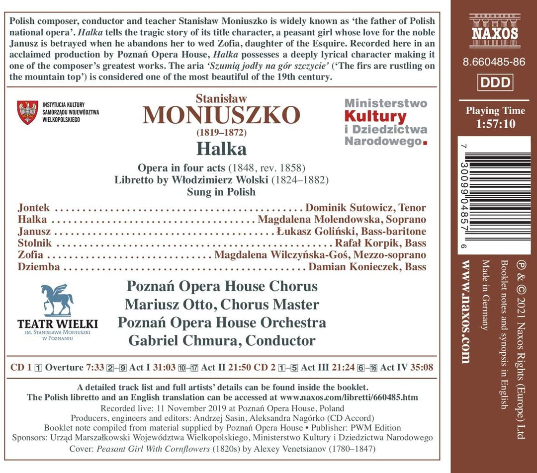 Moniuszko: Halka [Dominik Sutowicz; Magdalena Molendowski] [Naxos: 8660485-86] [Audio CD]
