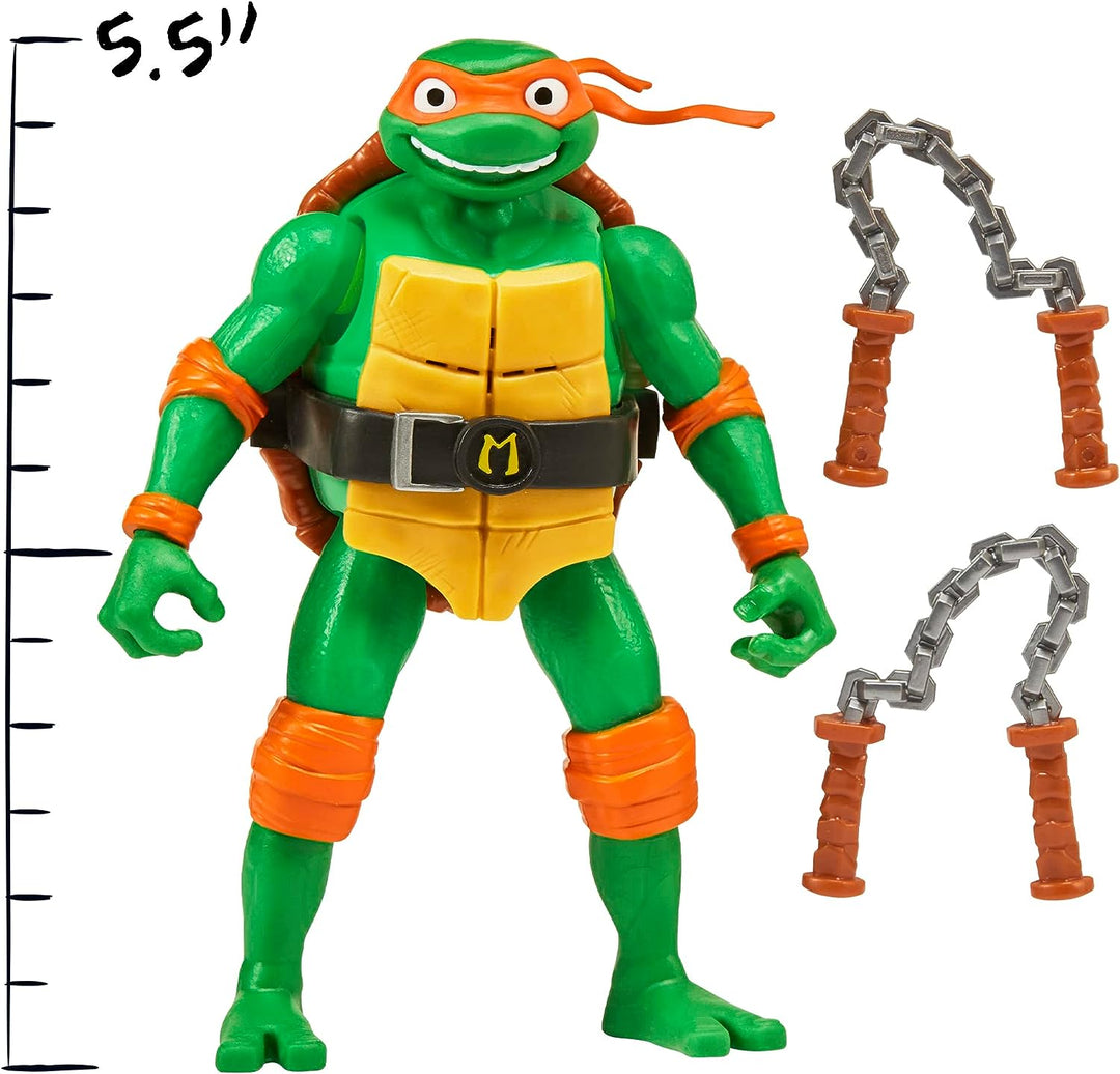 Teenage Mutant Ninja Turtles 83353CO Michaelangelo Mutant Mayhem 5.5-Inch Michelangelo Deluxe Ninja Shouts Figure