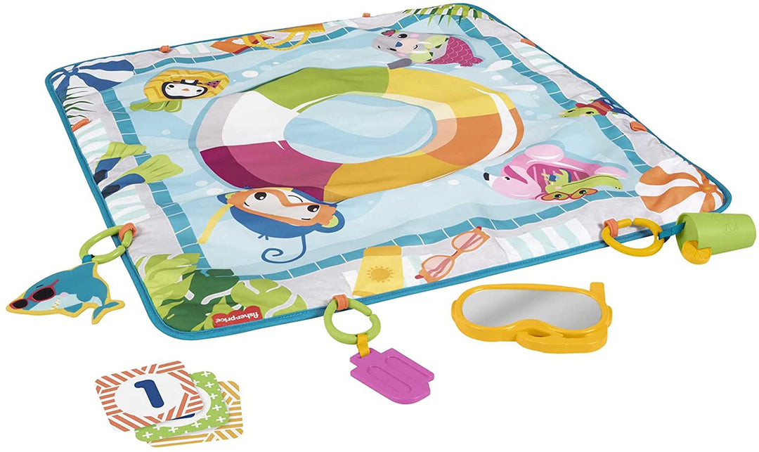Fisher-Price Fun Activity Mat Swimming Pool, Baby Activity Mat with Removable Toys