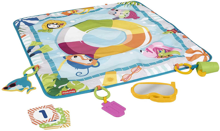 Fisher-Price Fun Aktivitätsmatte Schwimmbad, Baby Aktivitätsmatte mit abnehmbarem Spielzeug