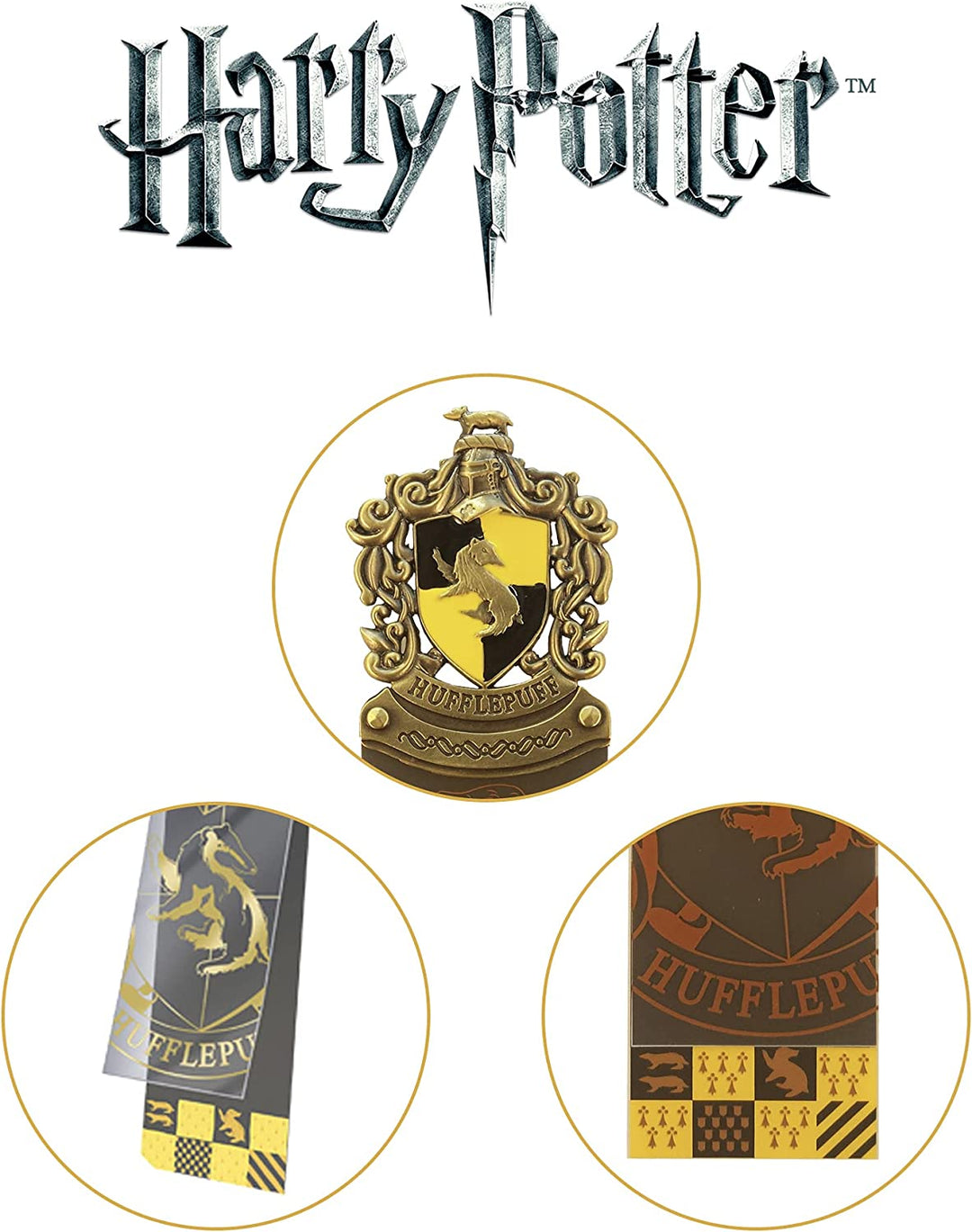 The Noble Collection Lesezeichen mit Hufflepuff-Wappen, Harry-Potter-Lesezeichen mit handemailliertem Wappen aus Druckgussmetall – offiziell lizenzierte Harry-Potter-Filmgeschenke