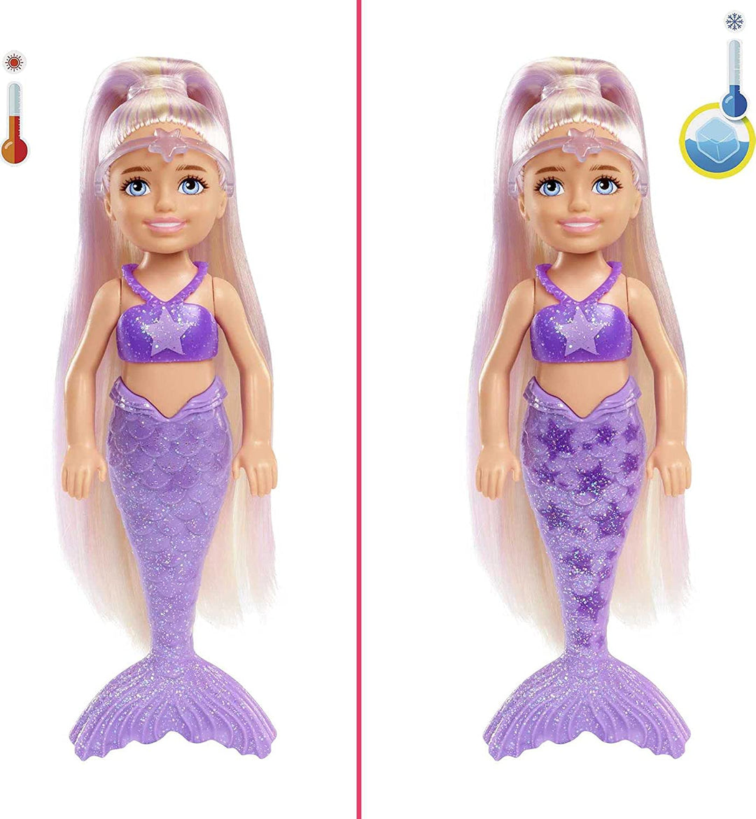 Barbie Chelsea Color Reveal Mermaid Doll - Water Reveals Full Look & Color Chang