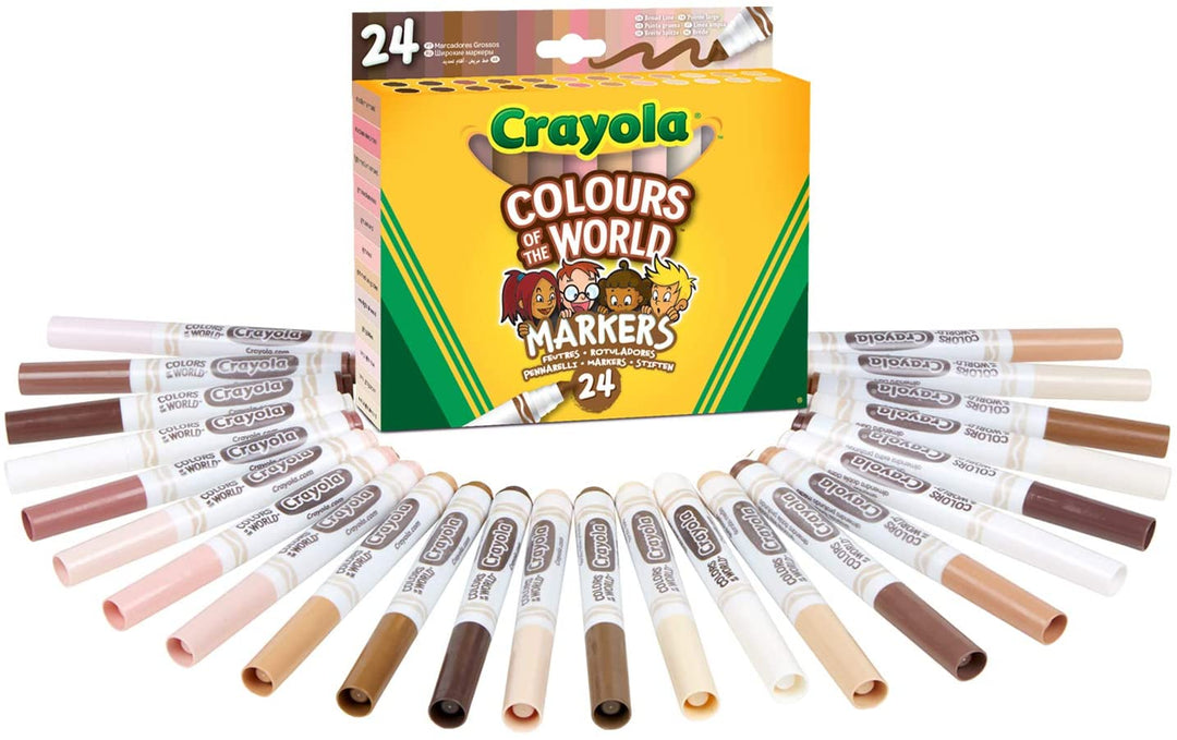 CRAYOLA 58-7804 waschbare Maxi-Spitzenmarker, 24 Stück, sortiert, repräsentieren die Hautfarbe von Menschen auf der ganzen Welt, keine Farbe, 24 Stück (1 Stück)