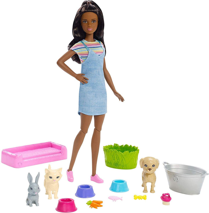 Barbie FXH12 Plan ‘n' Wash Pets Doll and Playset, Multicoloured
