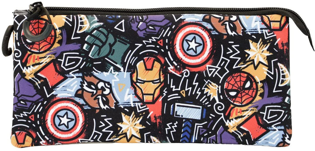 The Avengers Fun-Fan Triple Pencil Case, Black