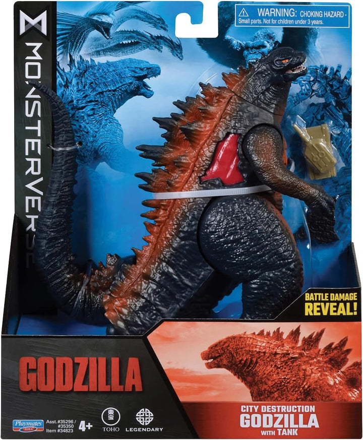 MonsterVerse MN100000 6" City of Destruction Godzilla (2014) mit Panzer, Multi Co