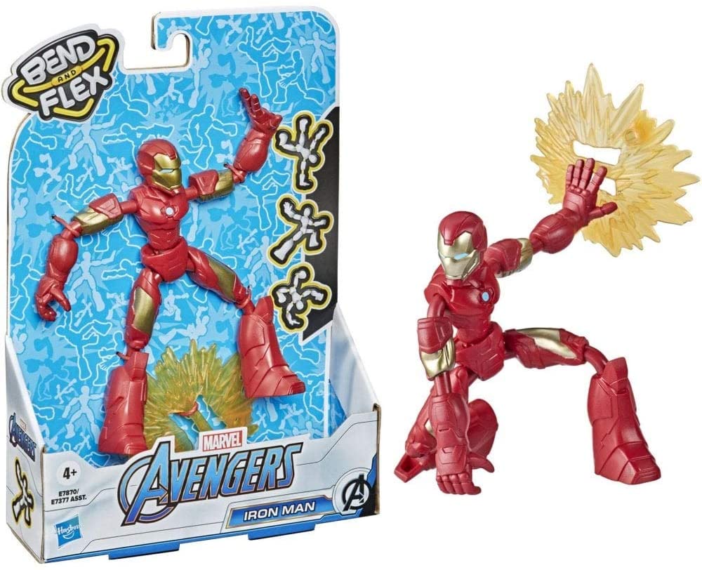 Marvel E7870 Avengers Bend and Flex Action Figurine Iron Man flexible de 6 pouces