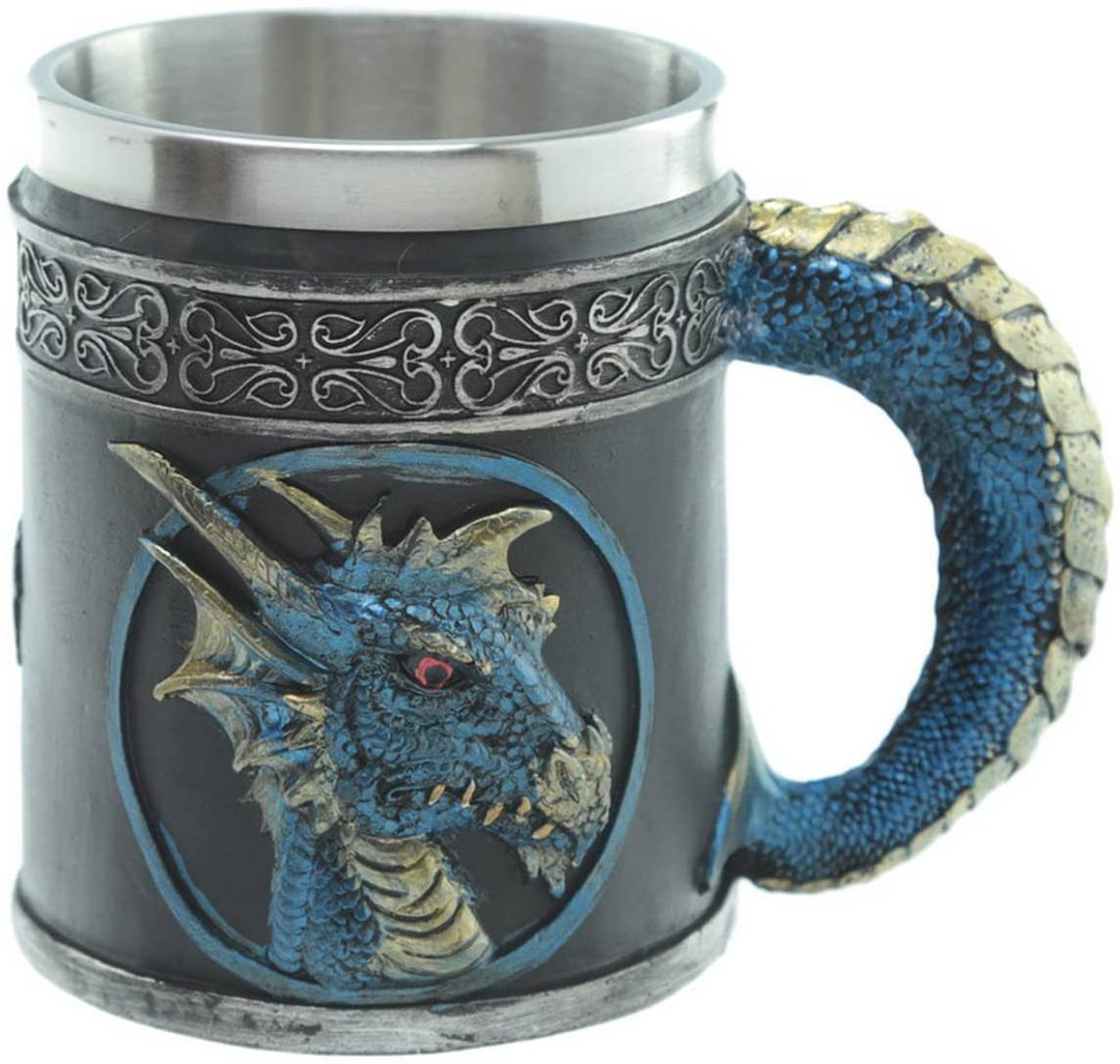 Puckator 1 x Decorative Dark Legends Dragon Tankard, Resin, Mixed, Height 11cm Width 13.5cm Depth 9cm