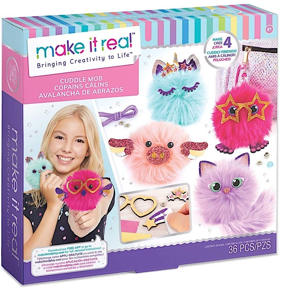 Make It Real CuddleMob Diy Kit de manualidades con personajes de pompones para niñas