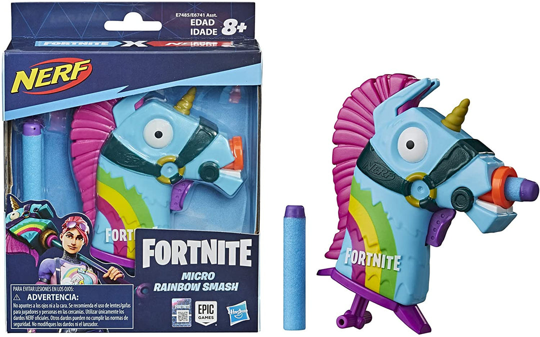 Nerf MicroShots Fortnite Rainbow Smash – Mini-Dart-Blaster und 2 offizielle Nerf Elite-Darts – für Jugendliche, Teenager, Erwachsene