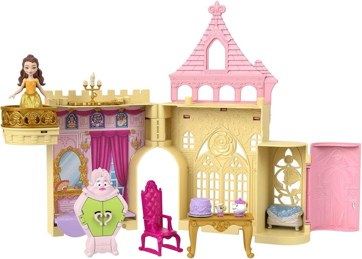 Disney Princess Toys, Belle Stapelbares Schloss-Puppenhaus-Spielset mit kleiner Puppe