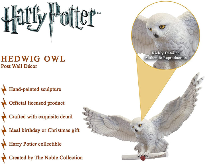 The Noble Collection Harry Potter Hedwig Owl Post Wall D�cor - 14in (35cm) Hand-Painted Sculpture - Harry Potter Film Set Movie Props Gifts