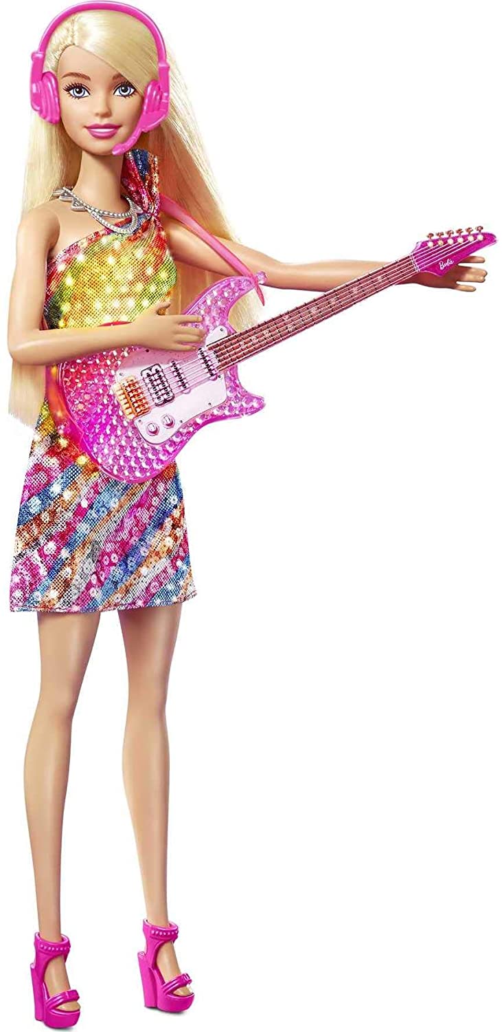 Barbie: Big City, Big Dreams Cantando Barbie &quot;Malibu&quot; Roberts Doll (30 cm de rubio) con música, función de iluminación, micrófono y accesorios