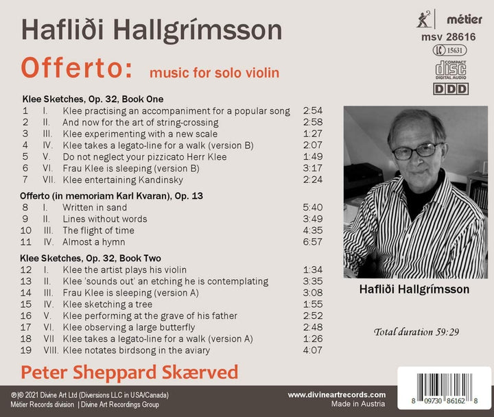 Peter Sheppard Skærved - Hallgrimsson: Offerto [Peter Sheppard Skærved] [Divine Art: MSV28616] [Audio CD]