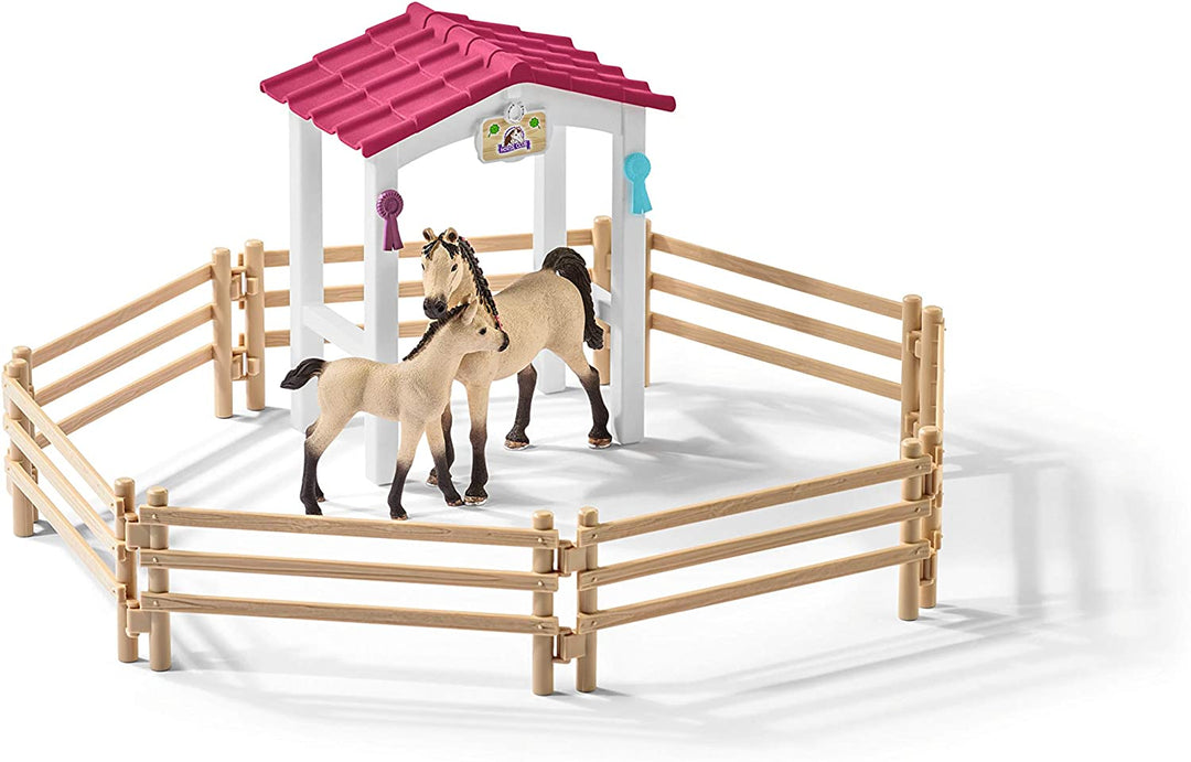 Schleich 42369 stall with Arab Horses and Groom