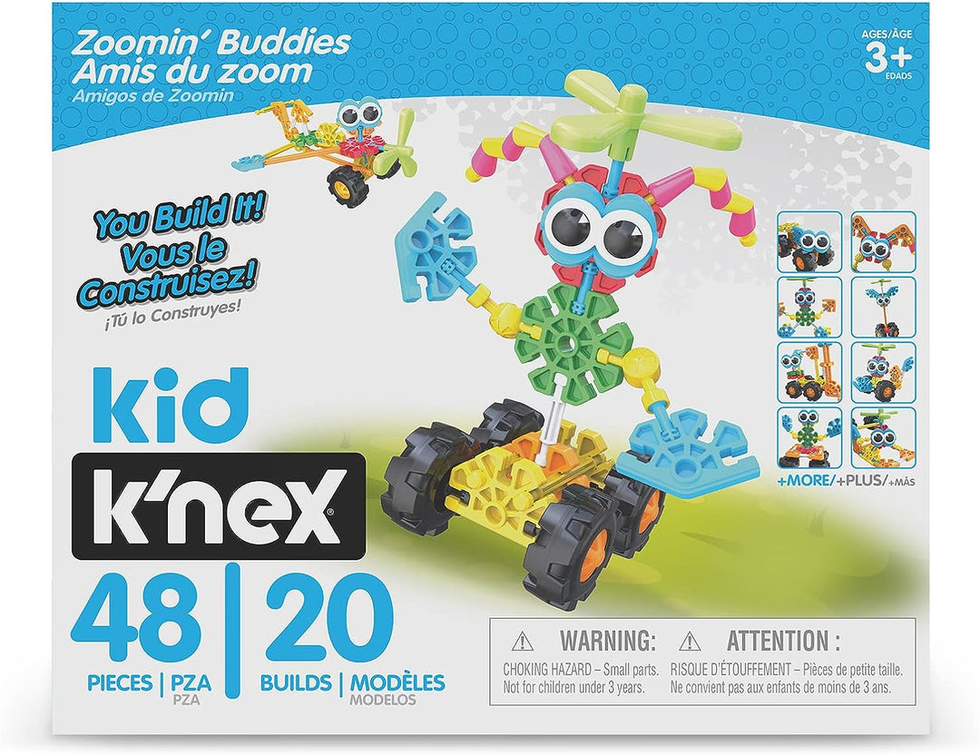 Basic Fun 85053 Kid K'NEX Zoomin' Buddies 20 Modellbauset, 48-teilig, mehrfarbig