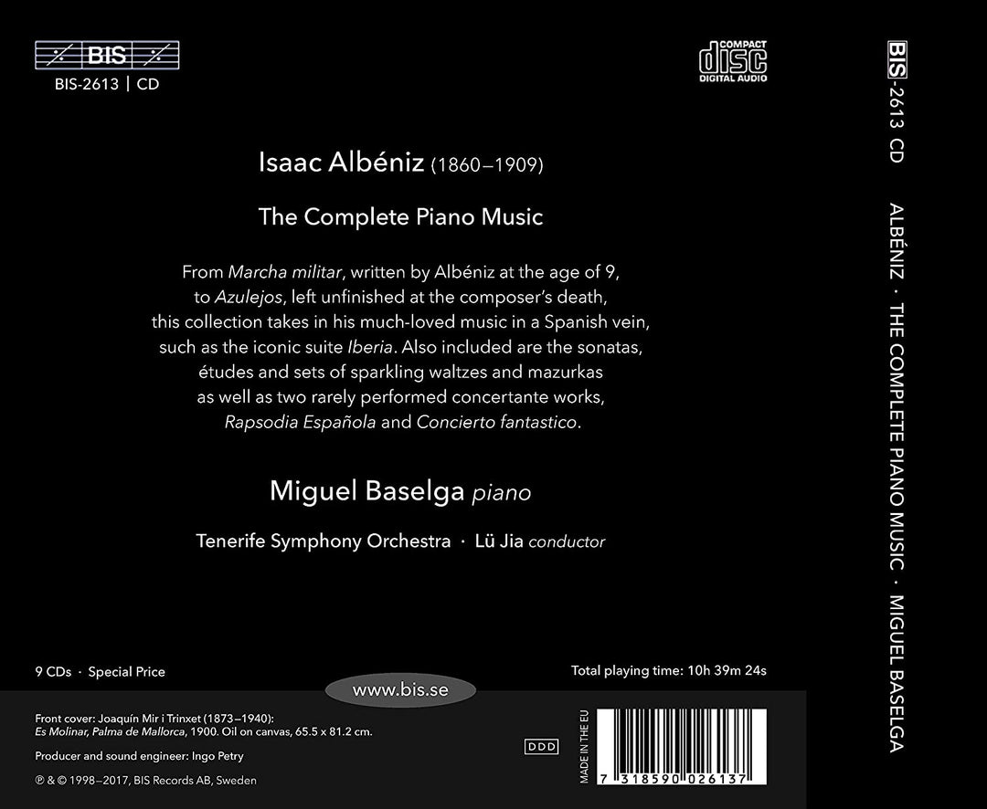 Miguel Baselga - Albeniz: Sämtliche Klaviermusik [Miguel Baselga; Symphonieorchester von Teneriffa; Lü Jia] [Bis: BIS2613] [Audio CD]