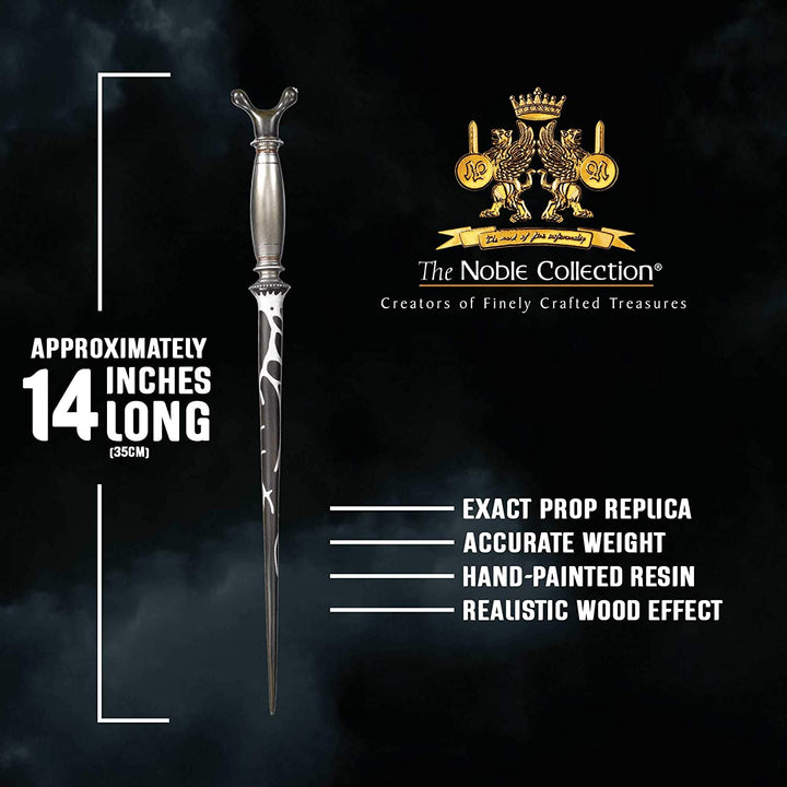 The Noble Collection - Varita de personaje del profesor Horace Slughorn Varita de Harry Potter de 35 cm con etiqueta de nombre