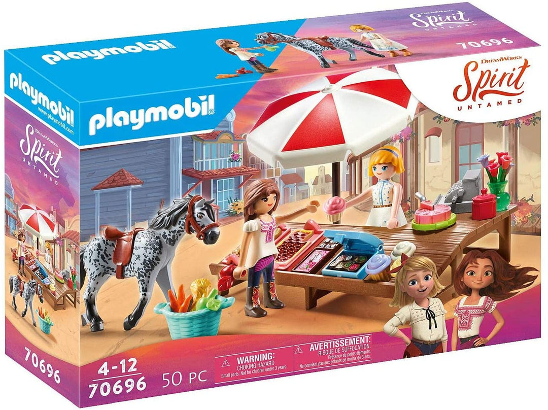 Playmobil DreamWorks Spirit Untamed 70696 Miradero Stand de bonbons, pour les enfants à partir de 4 ans