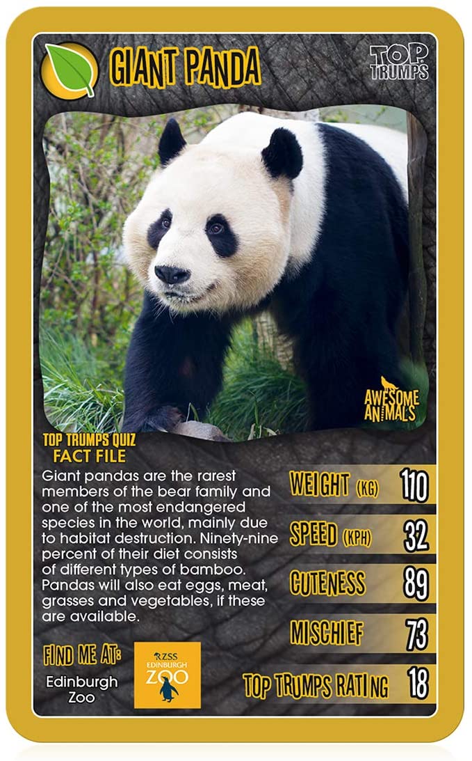 Awesome Animals Top Trumps Card Game