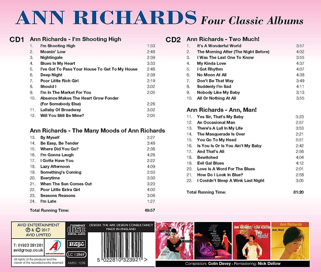 Four Classic Albums (I'm Shooting High / The Many Moods Of Ann Richards / Two Much! / Ann, Man!) - Ann Richards  [Audio CD]