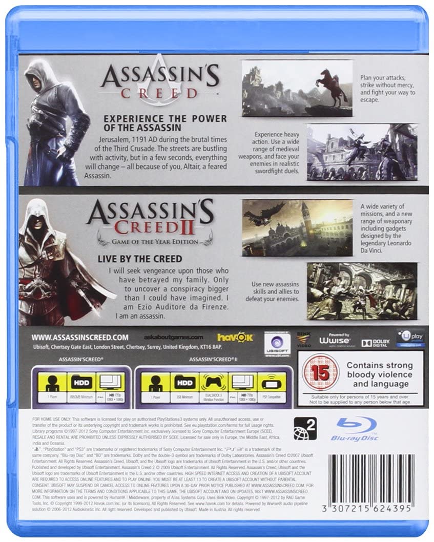 Assassin's Creed Double Pack (Includes Assassin's Creed + Assassin's Creed II GOTY Edition) PS3