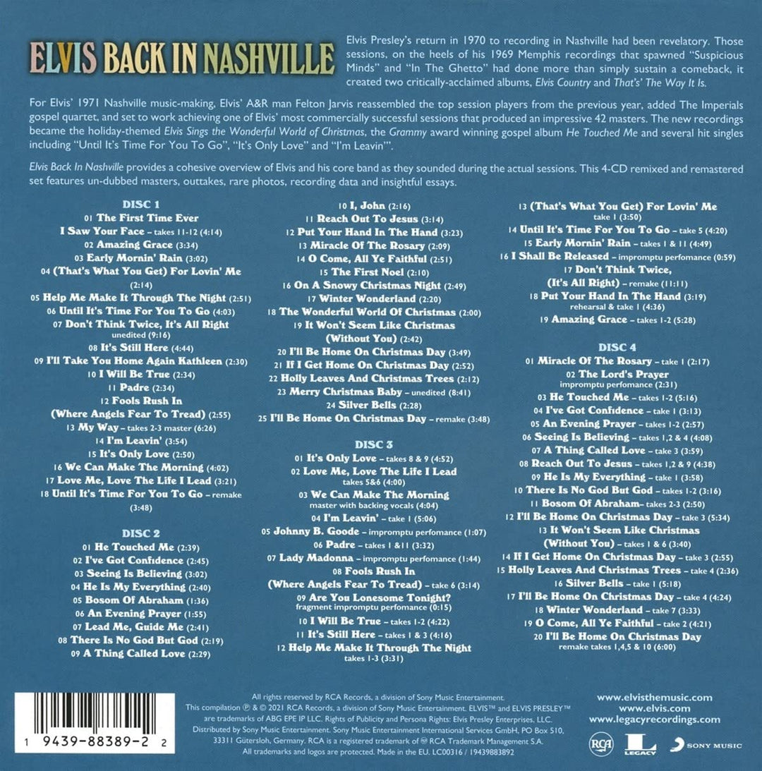 ELVIS PRESLEY - Back In Nashville [Audio CD]