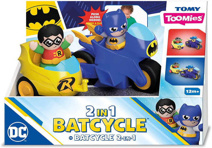 Toomies DC Comics Batman E73260 2-in-1-Kombination aus Batcycle-Motorrad und Beiwagen