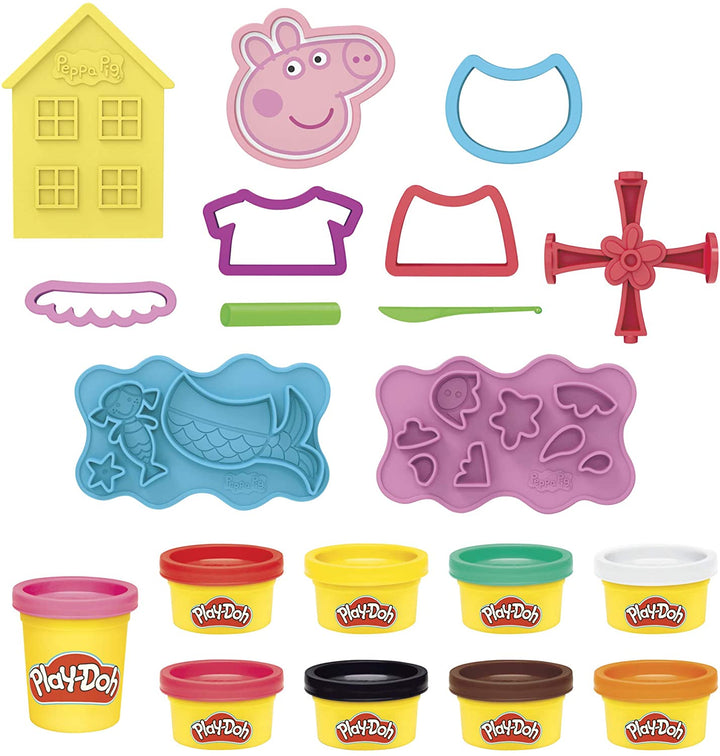 Play-Doh Peppa Pig Stylin Set con 9 lattine di pasta modellabile atossica e 11 accessori