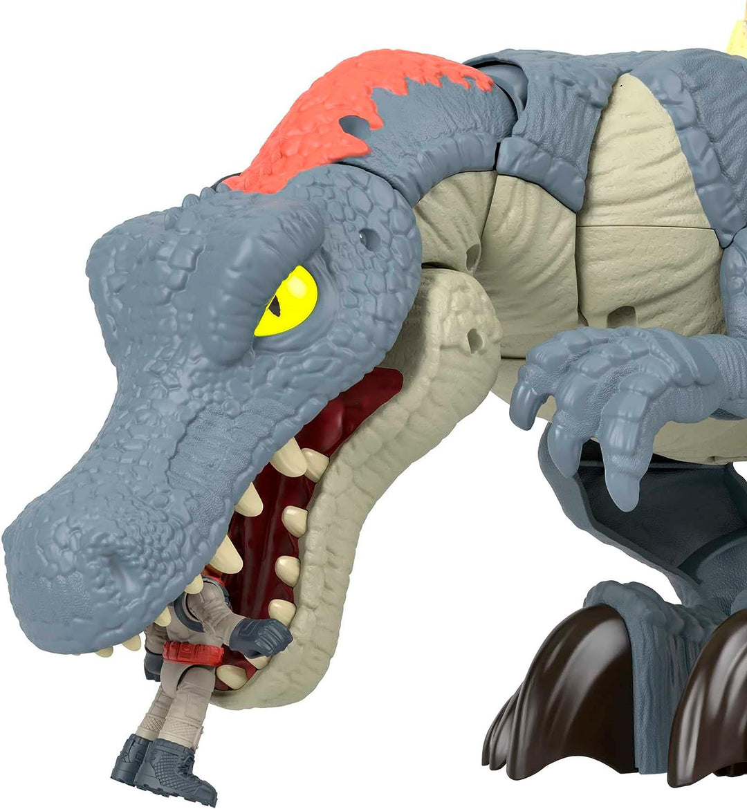 Imaginext Jurassic World Dinosaurierspielzeug, Ultra Snap Spinosaurus mit Lichtgeräuschen