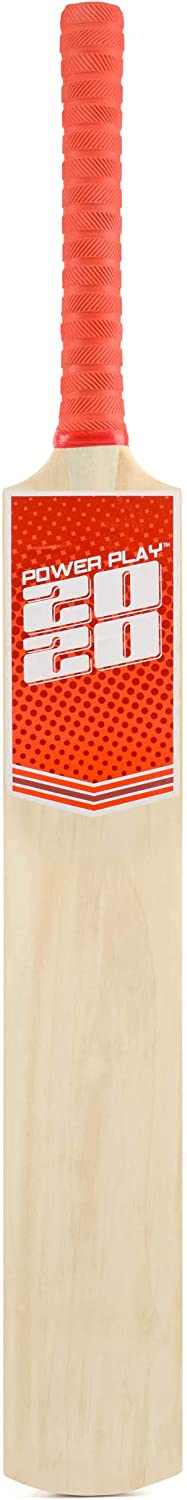 PowerPlay BG889 Deluxe Cricket Set with Cricket Bat, Ball, 4 Stumps, Bails and Bag, Size 5 Bat, red