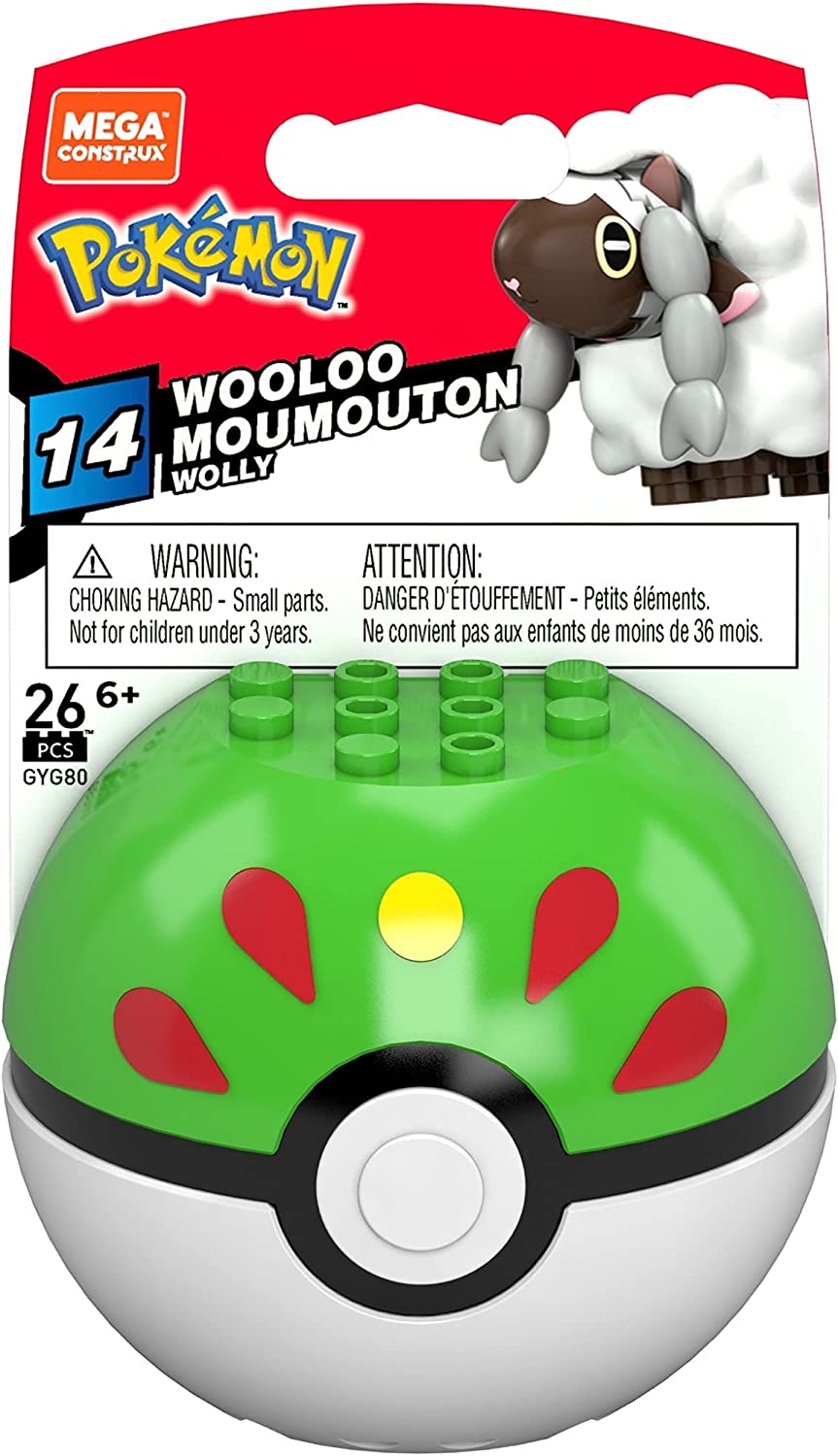 Mega Construx Pokemon Wooloo Poke Ball Building Set