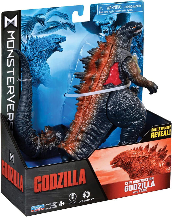 MonsterVerse MN100000 6" City of Destruction Godzilla (2014) mit Panzer, Multi Co