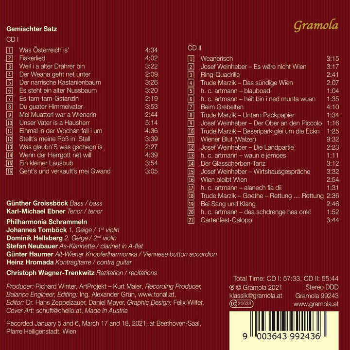Germischer Satz [Günther Groissböck; Karl-Michael Ebner; Christoph Wagner-Trenkwitz; Philharmonia Schrammeln] [Gramola: 99243] [Audio CD]
