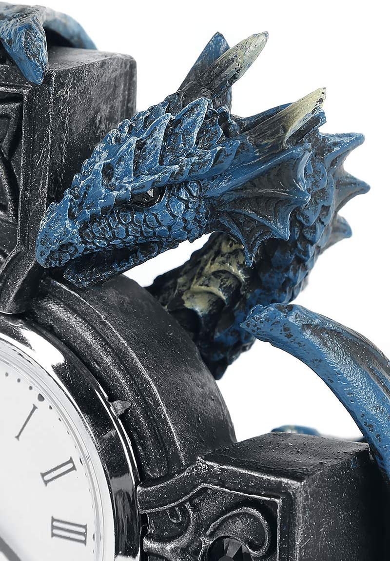 Nemesis Now B3602J7 Draco Clock Anne Stokes 17.8cm, Resin, Blue, One Size