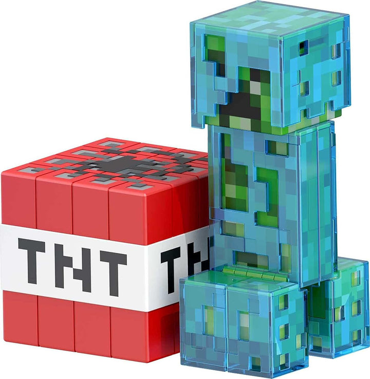 Mattel Minecraft Diamond Level Creeper, 5,5-Zoll-Sammler-Actionfigur mit Di