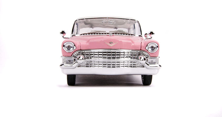 Jada Toys Elvis Presley Cadillac Fleetwood 1955, Druckguss im Maßstab 1:24, Türen zum Öffnen, Kofferraum und Motorhaube, inklusive Elvis-Figur, Pink