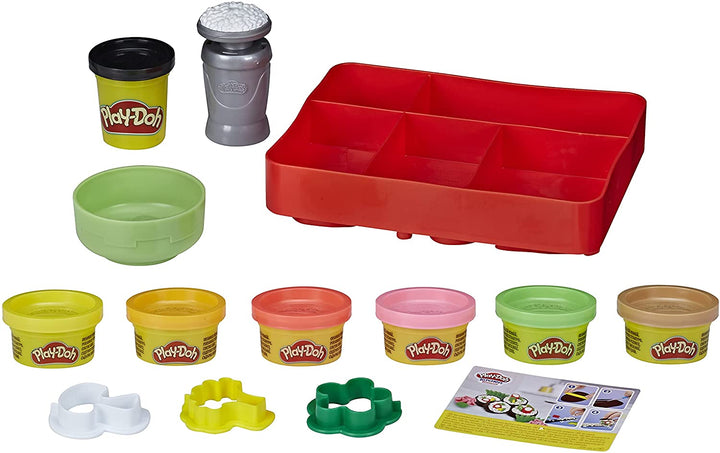 Play-Doh Kitchen Creations Sushi-Spiel-Essen-Set für Kinder ab 3 Jahren mit Bento-Box und 9 ungiftigen Dosen