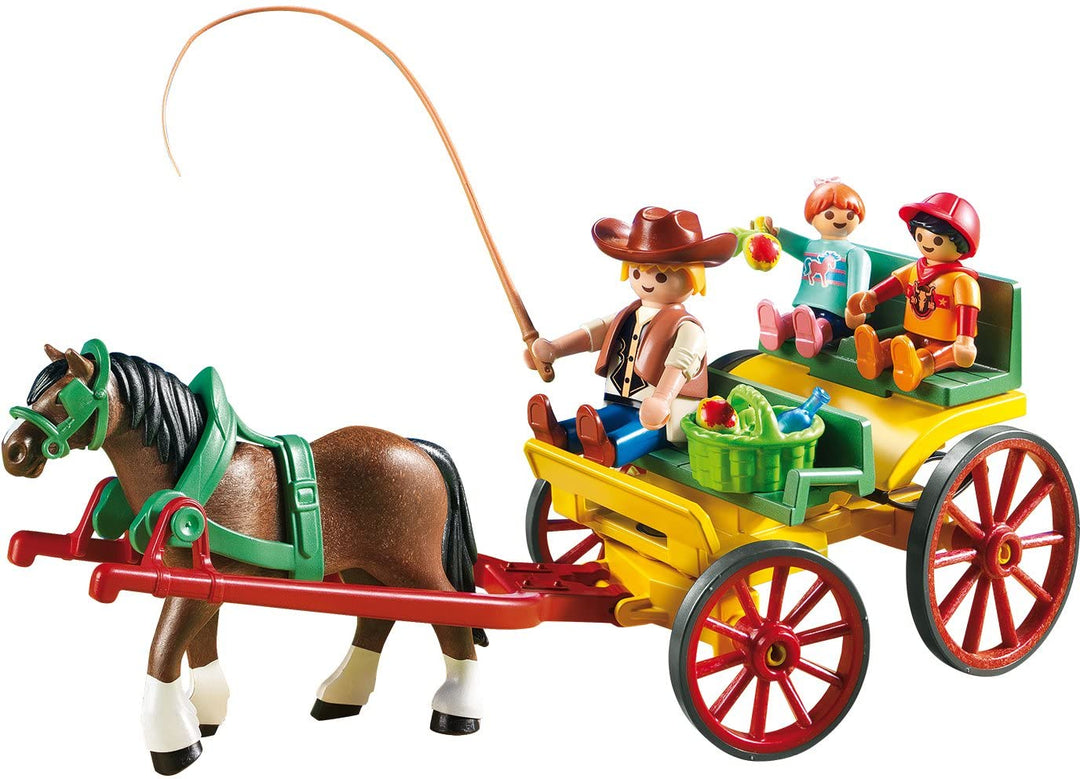 Playmobil 6932 Vagón de campo tirado por caballos con niños y conductor