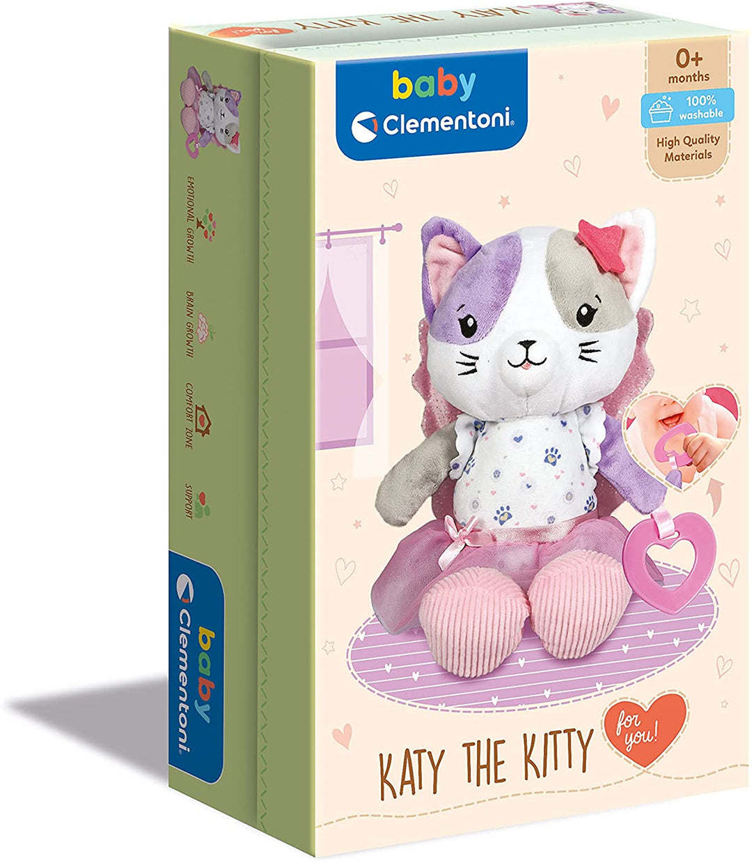 Clementoni 17420 Gatito Katy The Kitty Plush Toy for Babies, Ages 0 Months Plus,