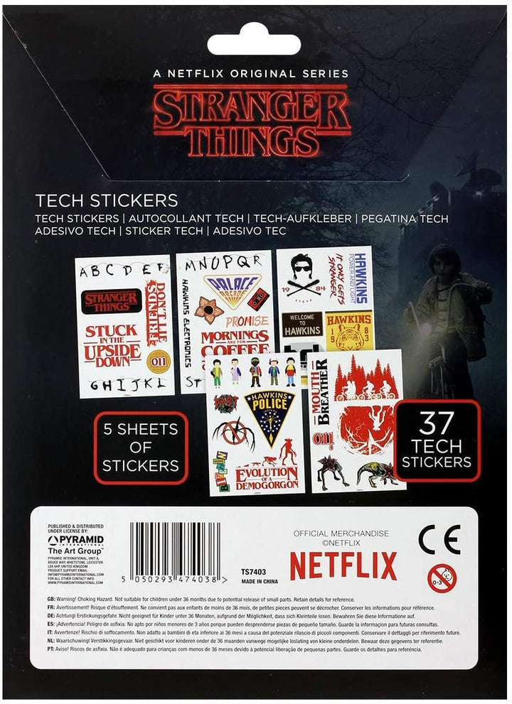 Pyramid International Stranger Things Packung mit 37 Tech-Aufklebern – offizielles Merchandise, mehrfarbig, 18 x 24 cm, TS7403