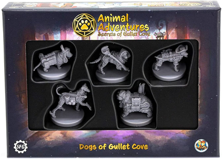 Animal Adventures: Secrets of Gullet Cove - Dogs of Gullet Cove, RPG Miniatures for Roleplaying Tabletop Games Ready to Paint or Play, 5e Dungeon Crawl Campaign Compatible