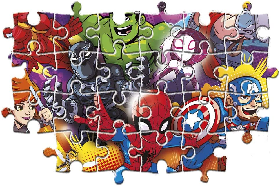Clementoni – 24769 – Supercolor-Puzzle – Marvel-Superheld – 2 x 20 + 2 x 60 Teile – hergestellt in Italien – Puzzle für Kinder ab 3 Jahren