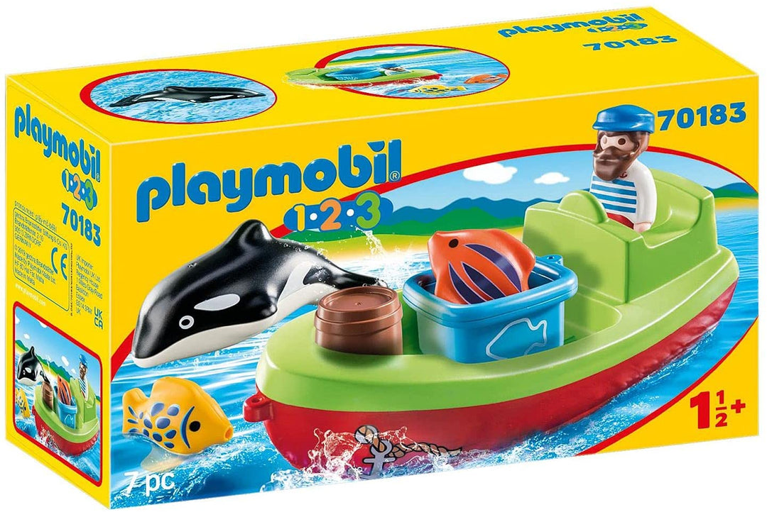 Playmobil 70183 1.2.3 Pescador con Barco para Niños 18 meses