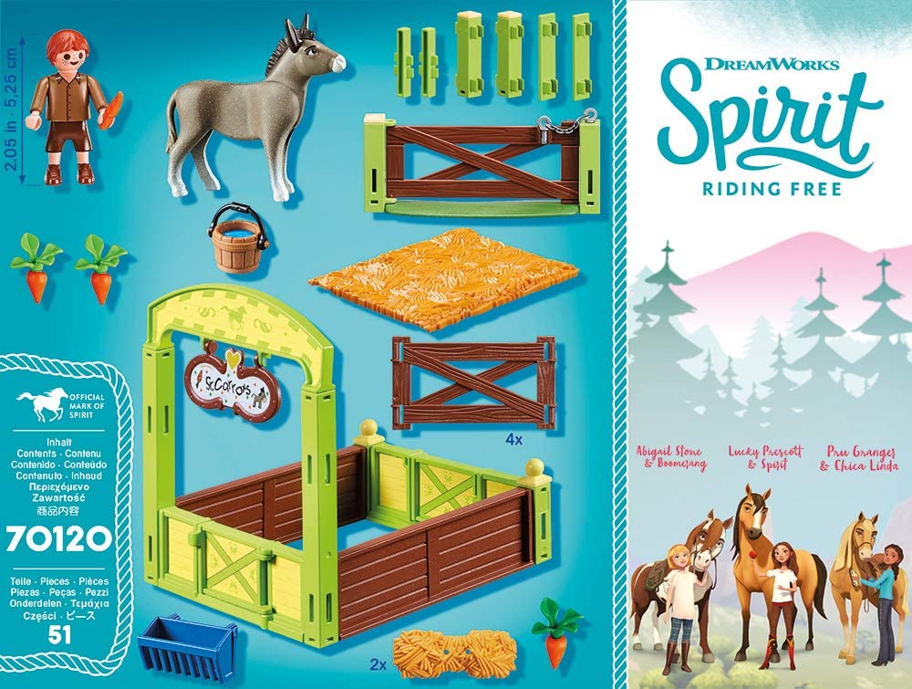 Playmobil 70120 Dream Works Spirit Snips et Senor Carottes avec Horse Stall