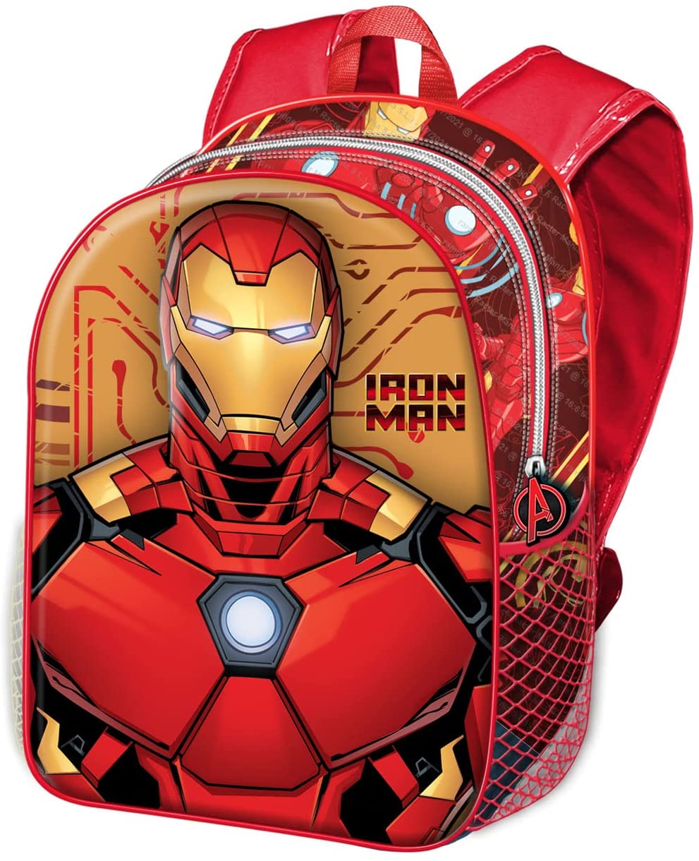 Iron Man Angry-Small 3D Backpack, Red